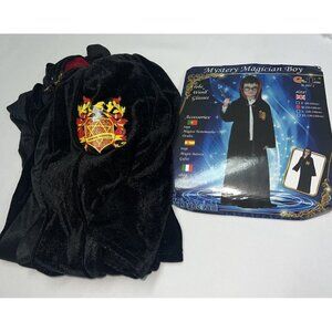 Magician Halloween Costume Boys SZ Medium 5-7 110-120CM Black Hooded Robe Cloak
